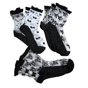 NIP | 6-Pair Sheer Mesh Bow Sock Collection | Coquette Core | Luxe